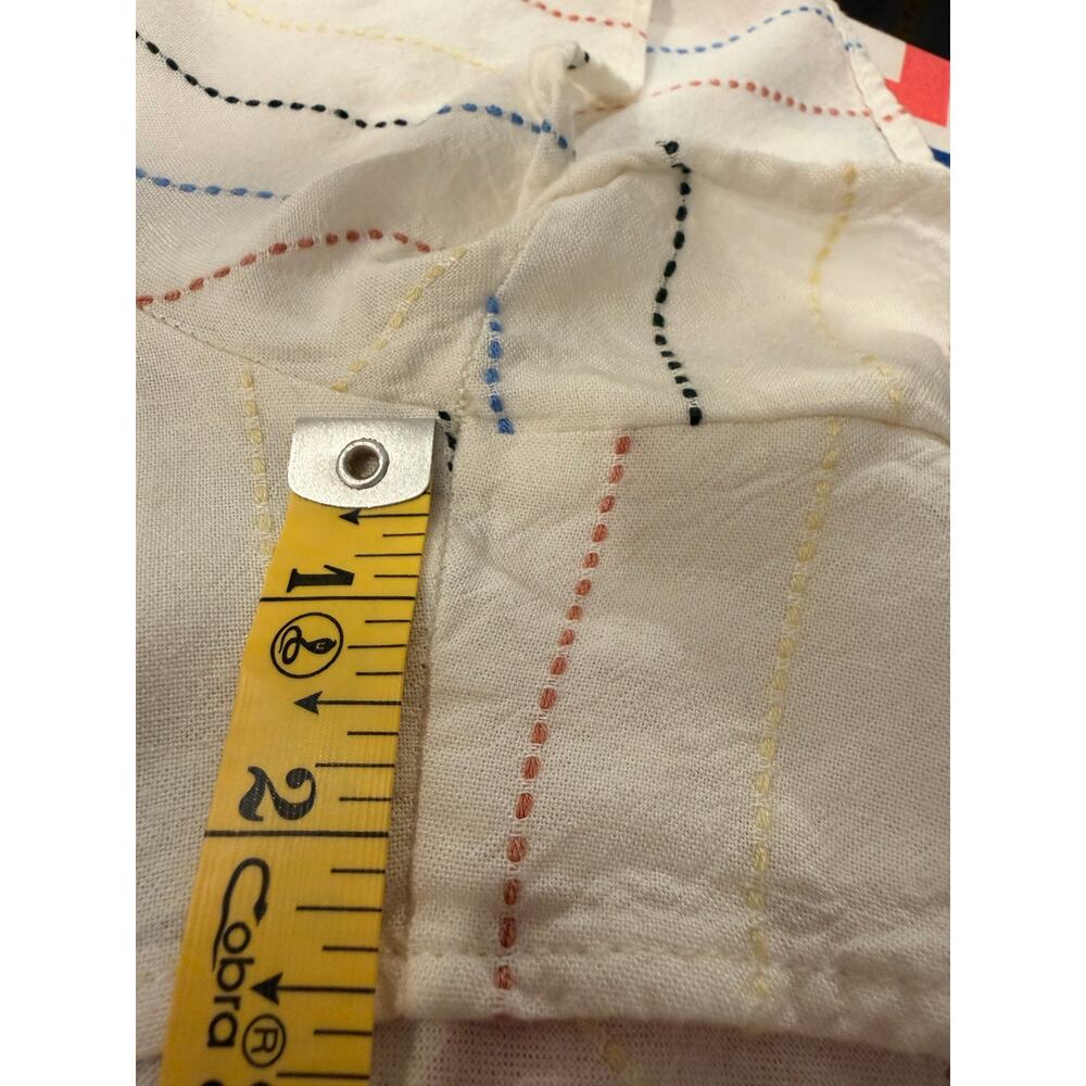 Me To We PacSun Linen Blend O-Ring Wrap Skort White Rainbow Embroidered Stripe L - Picture 7 of 8